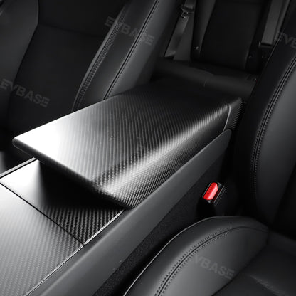 EVBASE Tesla Model 3 Highland Armrest Box Cover Real Carbon Fiber Center Console Cover Trim Protection