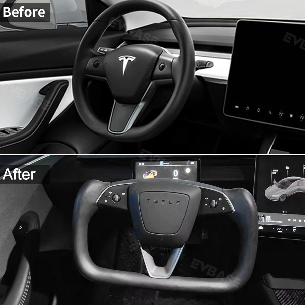 New Model 3 Highland Yoke Steering Wheel Inspired by Tesla Model X/S Yoke Style EVBASE