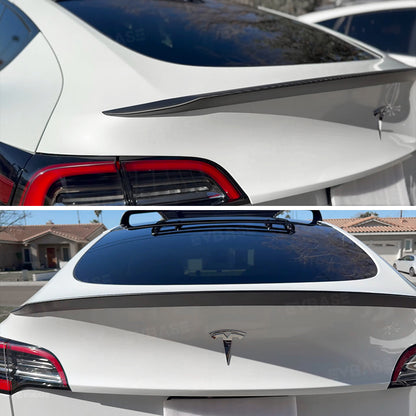 Tesla Model Y Spoiler Wing Dry Real Carbon Fiber OEM Style Inspired By Model 3 Performance Rear Splitter