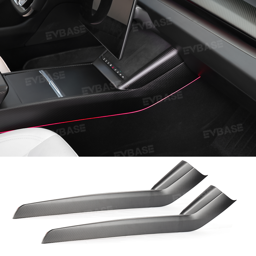 2025+ Model Y Juniper Center Console Side Panels Covers Real Carbon Fiber Trim Tesla Wrap Decoration