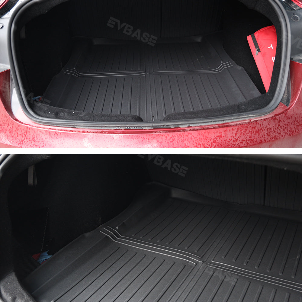 Tesla Model 3 Y Cargo Mat Cargo Liners 3D TPE All Weather Trunk Frunk Storage Mat(Set of 3)