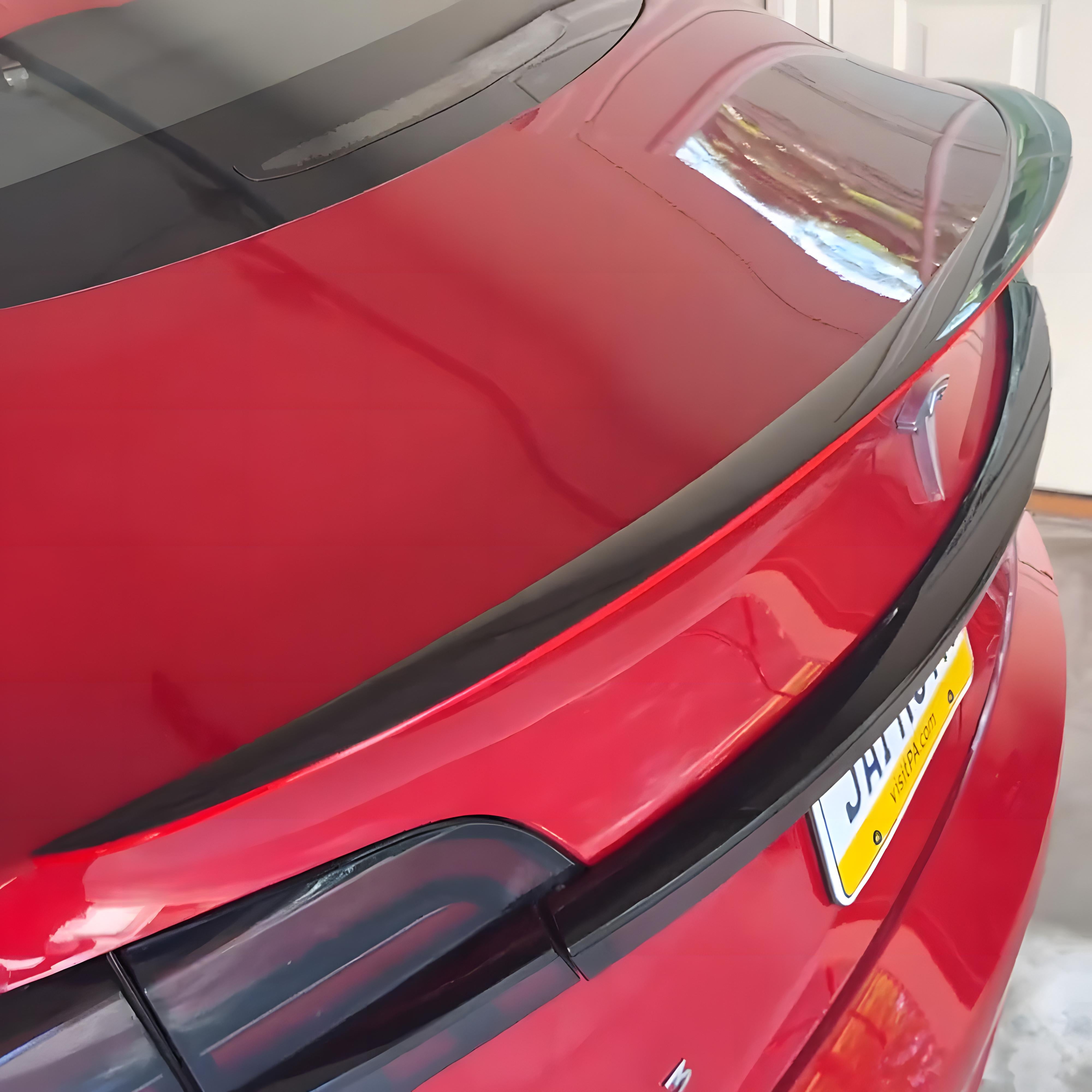 EVBASE Tesla Red Real Carbon Fiber Spoiler Wing for Model 3/Y