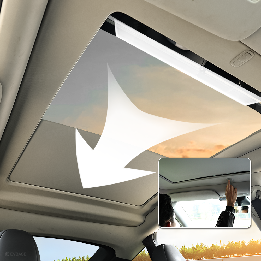 Model Y Juniper Retractable Sunshade for Tesla Glass Roof Sunshade With Roll Fabric Style Heat Insulation UV Protection