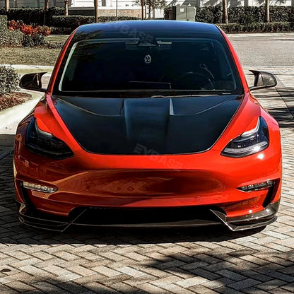 Tesla Model 3 Front Bumper Lip Spoiler V Style Splitter ABS Body Kit