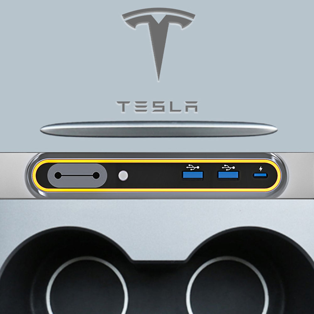 EVBASE Tesla Center Console Docking Stations Accessories with Multi-color lights For Model 3 Y