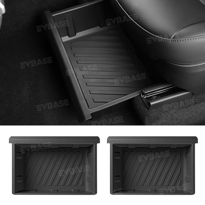 New EVBASE Model Y Underseat Storage Box Organizer Tesla Hidden Tray With double layer Cover