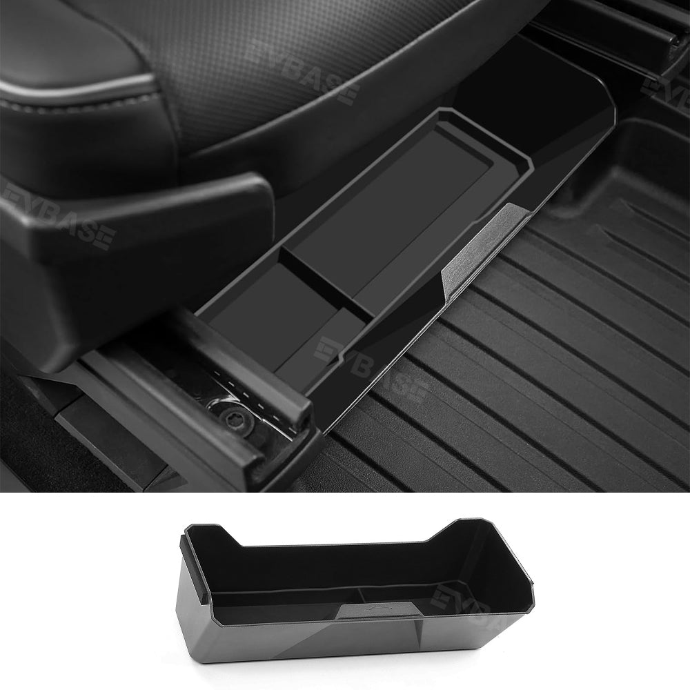 Tesla Cybertruck Under Seat Storage Box Tray ABS Organizer With Non-Slip Liner Pad