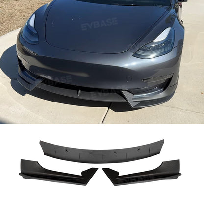 Tesla Model 3 Front Bumper Lip Spoiler V Style Splitter ABS Body Kit