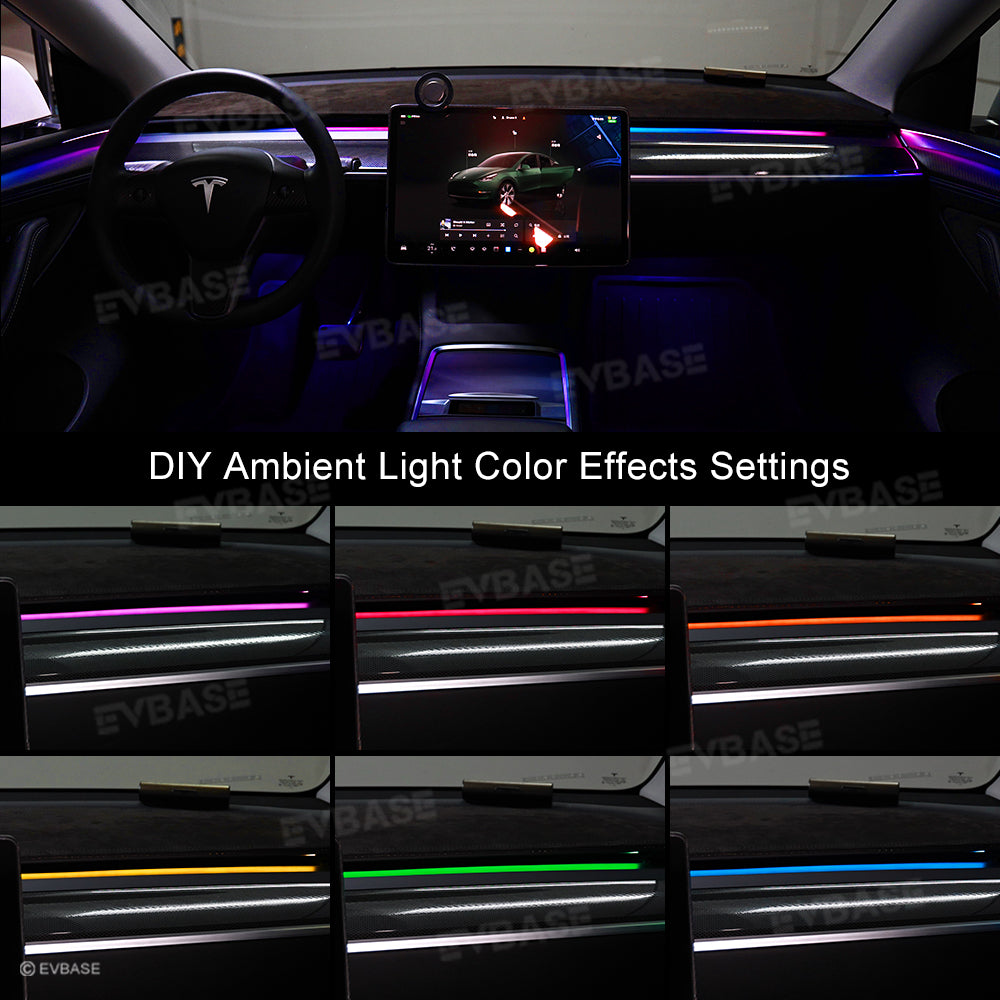 EVBASE Model 3 Y Ambient Light Kits Streamer Tesla Interior LED Lighting Accessories