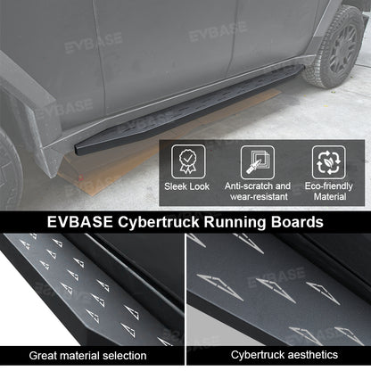 Upgrade Tesla Cybertruck Running Boards Side Steps Nerf Bars Exterior Brackets EVBASE With Triangle Logo