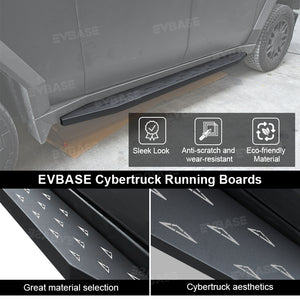 EVBASE Tesla Cybertruck Running Boards Side Steps Nerf Bars Upgrade With Cybertruck Triangle Logo