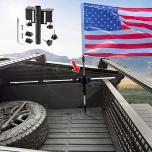 Tesla Cybertruck Flagpoles Holder Heavy-Duty L Track Truck Bed Rail Flag Mount