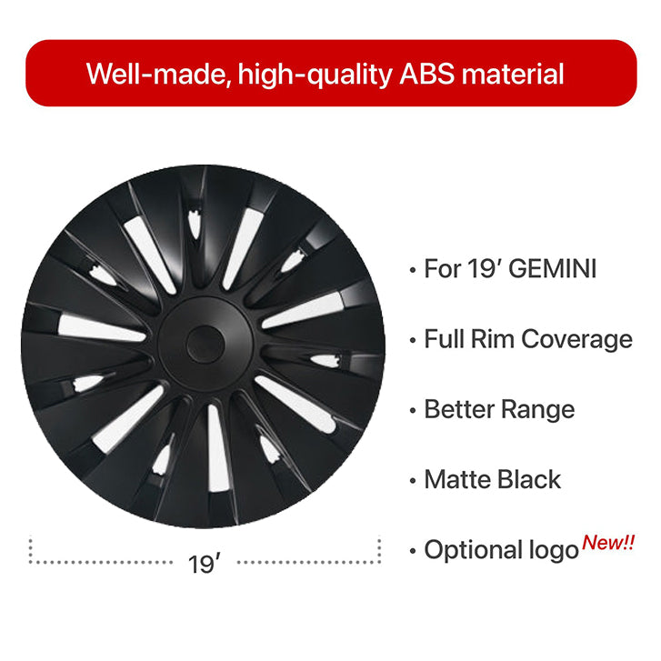 Tesla Model Y Gemini Wheels Caps 4PCS Sleek Matte 19-Inch Induction Wheel Covers