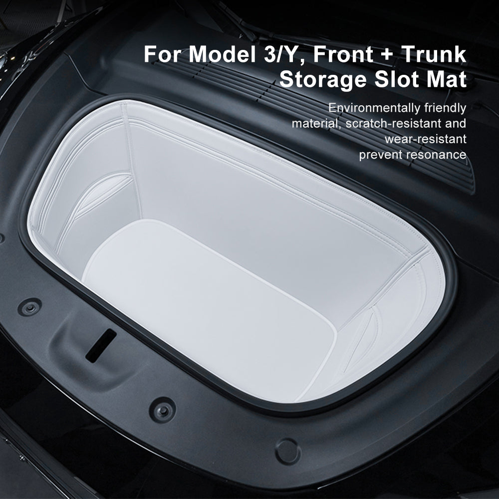 EVBASE Tesla Model 3/Y Trunk Frunk Mat Car Durable Leather Carpet Whit -  EVBASE-Premium EV&Tesla Accessories
