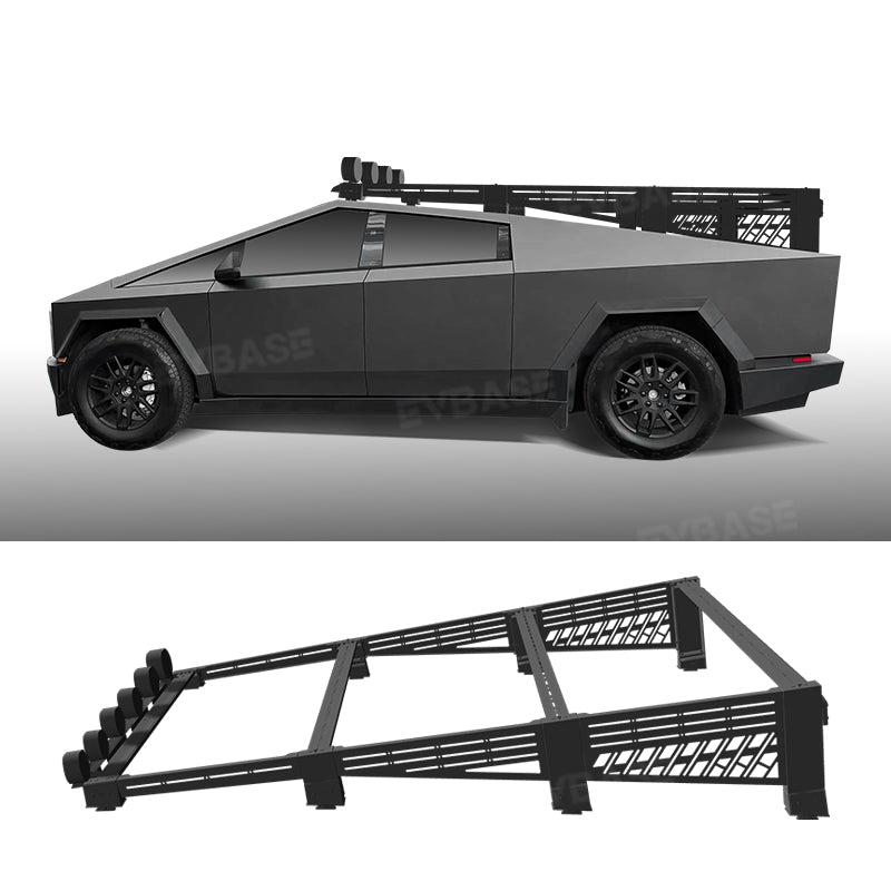 Tesla Cybertruck Rooftop Platform  Rack Exterior Accessories With Spotlight Headlight Lighting Bar EVBASE