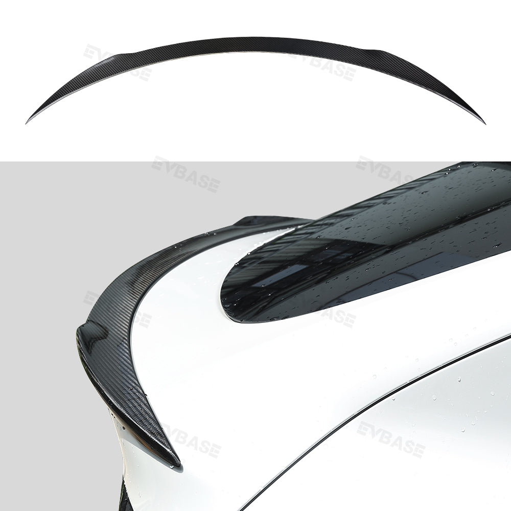 EVBASE Tesla Model Y Spoiler Real Carbon fiber Rear Trunk Lid Big Sport Spoiler Wing Glossy