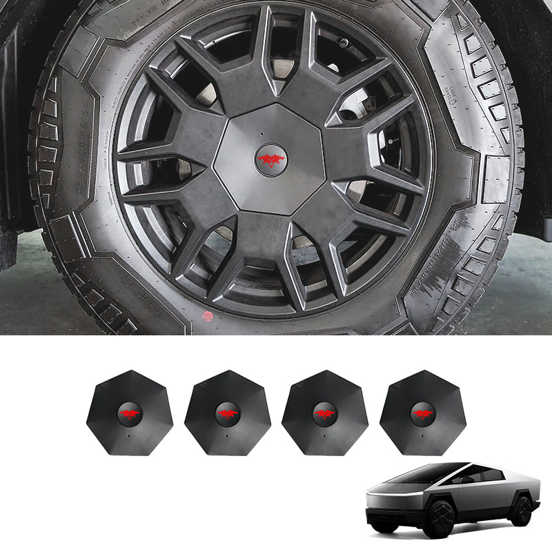 Tesla Cybertruck Center Wheel Caps Heptagon Hub Lug Nut Covers With Cybertruck Graffiti Cyberbeast Logo EVBASE