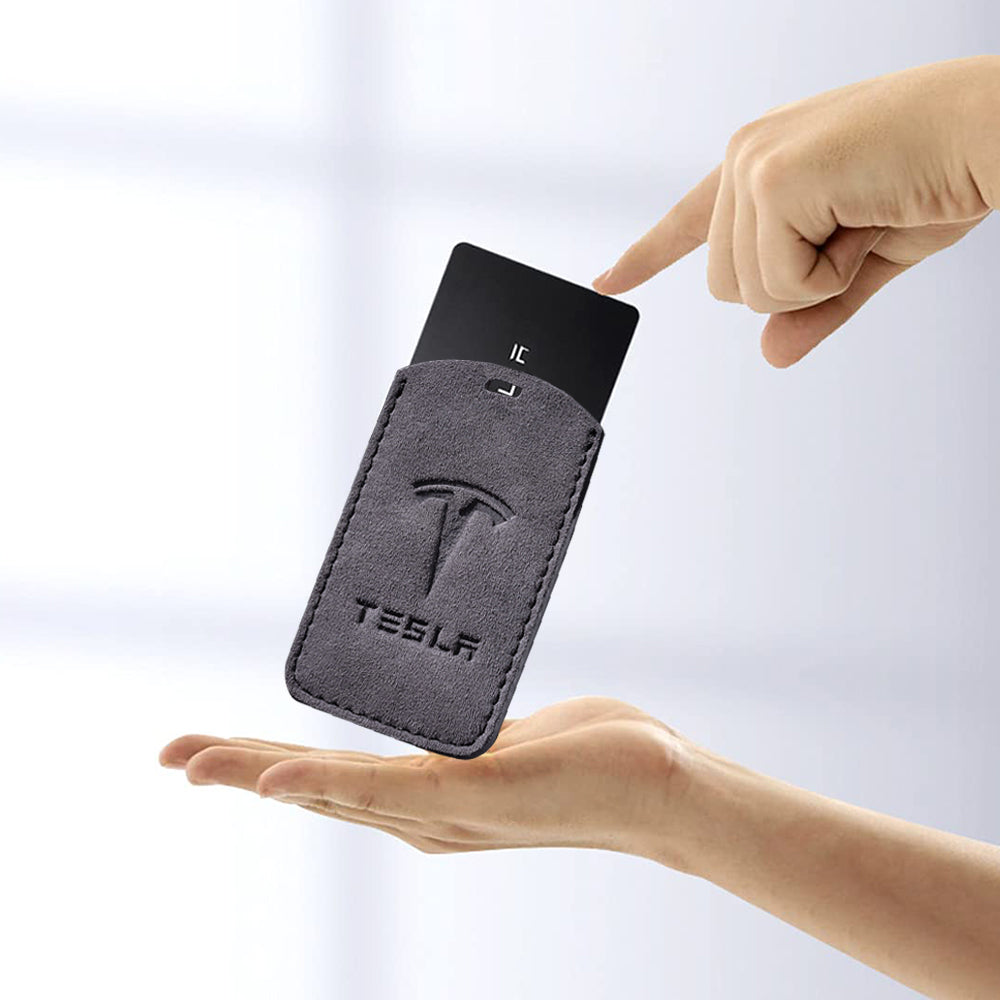 Exquisite Compatible Tesla Model 3 Y Leather Car Key Card Holder Protector Cover  Key Chain Tesla Model 3 Y Accessories Keychain Clip Card Holder
