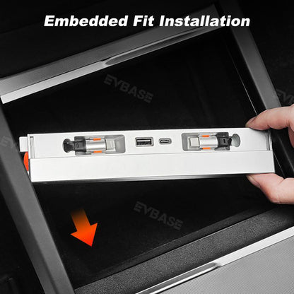 Model 3 Highland Center Console USB C Hub Multiport Adapter With Retractable Cable Tesla Accessories