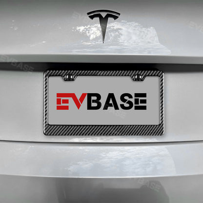 EVBASE Real Carbon Fiber License Plate Frame Holder For Tesla Model S3XY (2pcs/set)