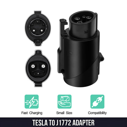 EVBASE Tesla to J1772 Charging Adapter 80A MAX/240VAC Compatible with Mobile and Wall Connector