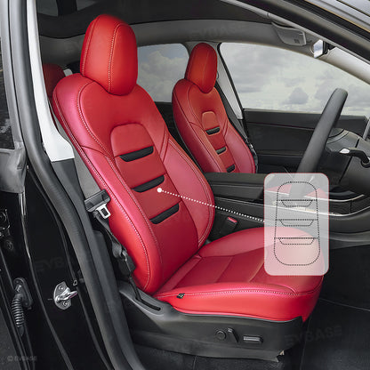 EVBASE Tesla Seat Covers For Model Y/Y Juniper/3 Highland Leather Seat Protector 3-lined Insignia Design