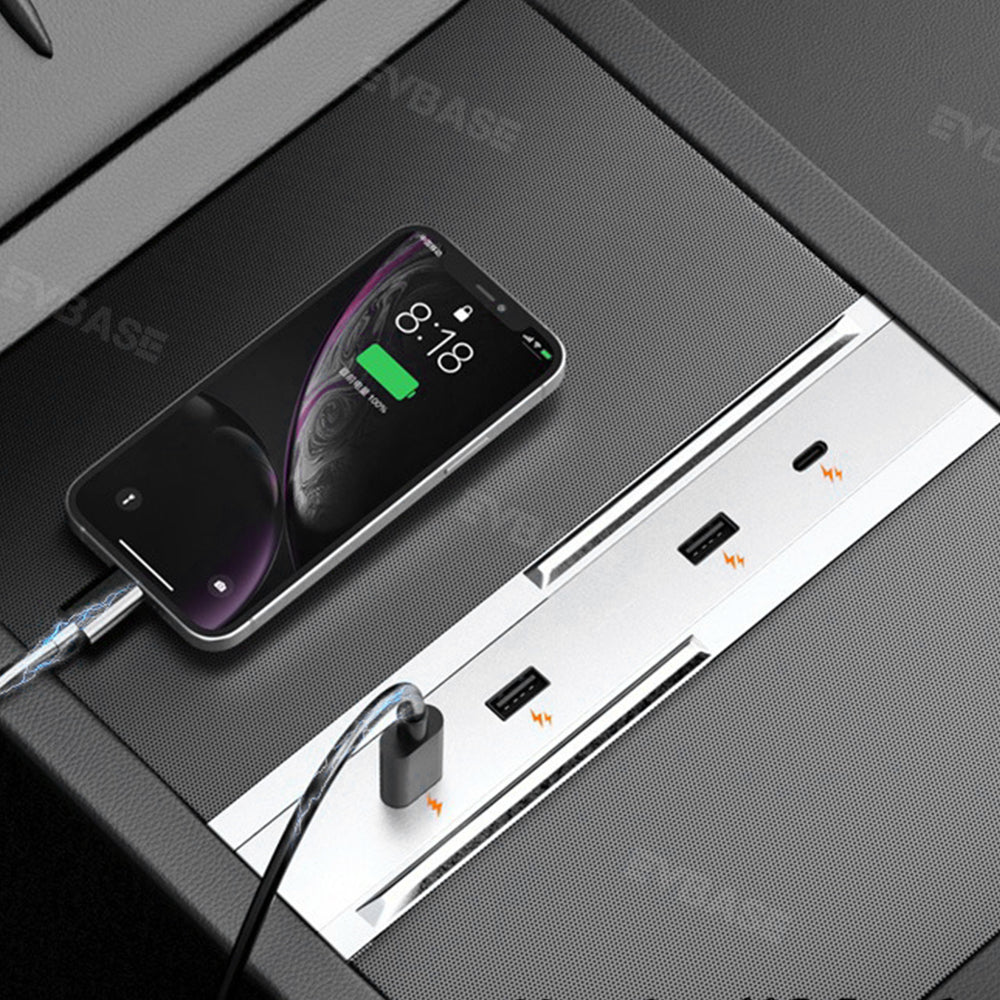 Tesla Model 3 Model Y USB Hub Adapter con luz ambiental 4 en 1 Multipo -  EVBASE-Premium EV&Tesla Accessories