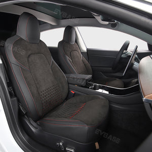 Tesla Model 3 Y Seat Covers NAPPA Leather Suede All-Inclusive Breathable Seat Protector  Full Set