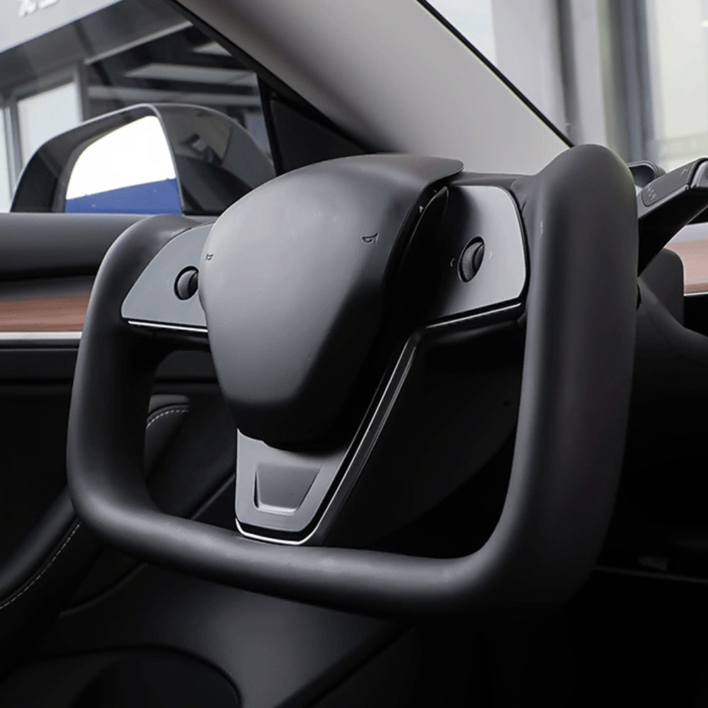 Tesla Model 3 Y Yoke Steering Wheel Inspired by Model X/S Yoke Nappa Black|EVBASE