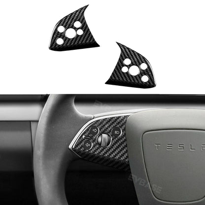 EVBASE Tesla Model 3 Highland Steering Wheel Cover Cap Real Carbon Fiber Decorative Trim Overlay