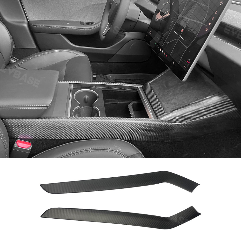 2025+ Model Y Juniper Center Console Side Panels Covers Real Carbon Fiber Trim Tesla Wrap Decoration