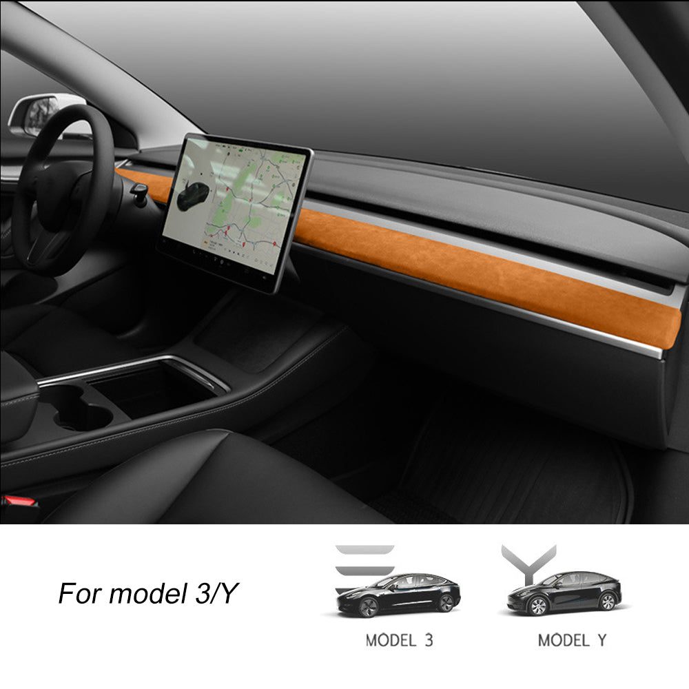 Tesla Model 3/Y Alcantara Dashboard Cover Interior Trim Dash Replacement Center Console Panel Strip