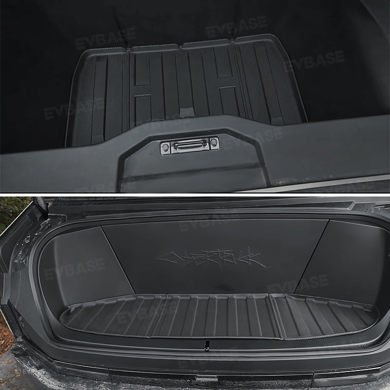 Tesla Cybertruck Frunk Truck Mat Cargo Liner All Weather Rugged Liner Cargo Cover Mat 2PCS