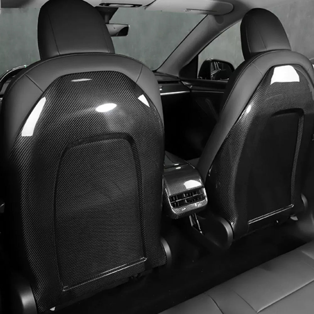 Tesla Model Y 3 Carbon Fiber Interior Accessories Backseat Cover EVBASE Premium EV Tesla Accessories