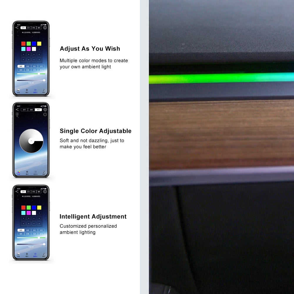 Tesla Model 3 Y Interior Ambient Light Under Screen Dashboard Light Music Sync