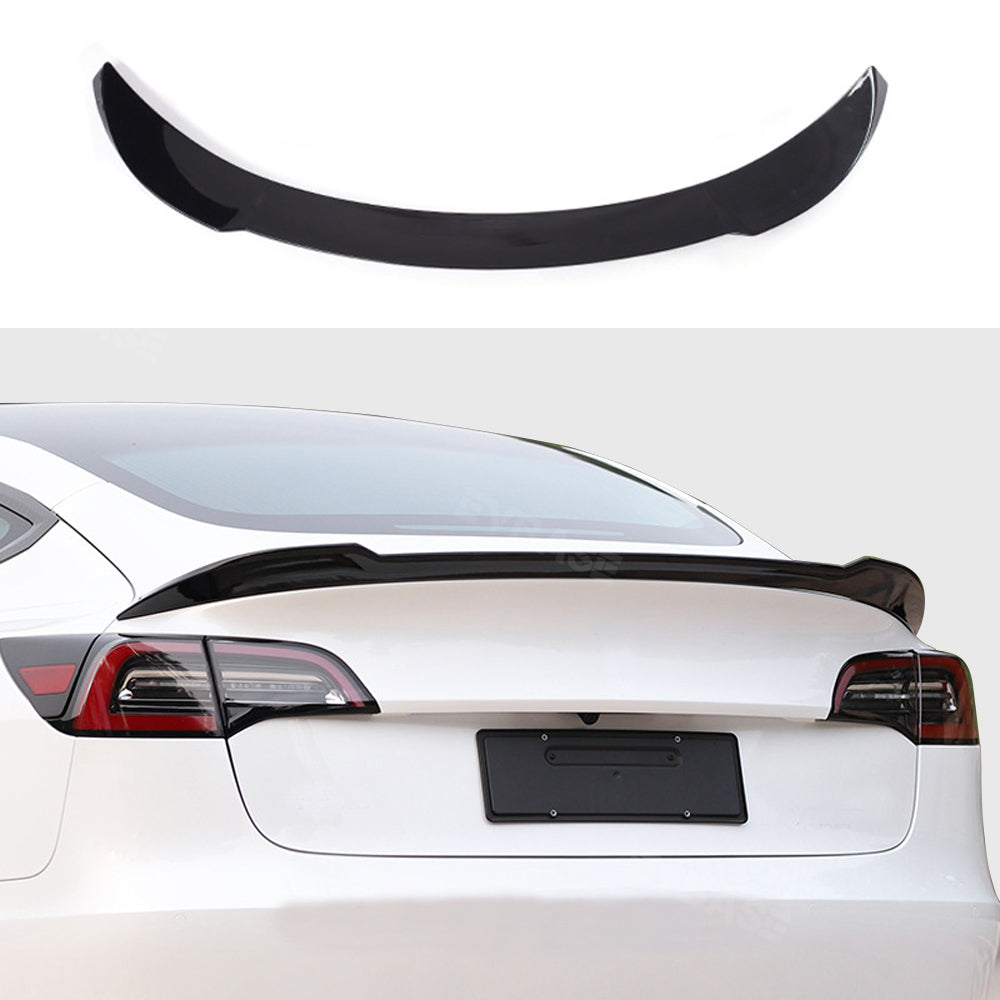 Tesla Model 3 Sport Spoiler Wing ABS Rear Trunk Lid Splitter EVBASE