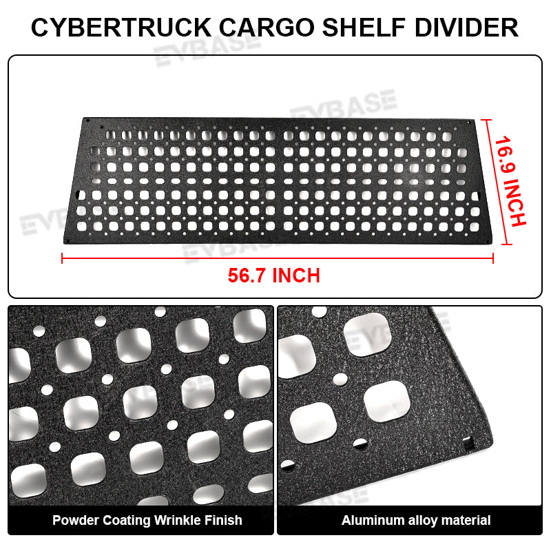 Tesla Cybertruck Cargo Shelf Divider All-In-One Trunk Bed Rack MOLLE Panel L-Track Tool Storage Organizer