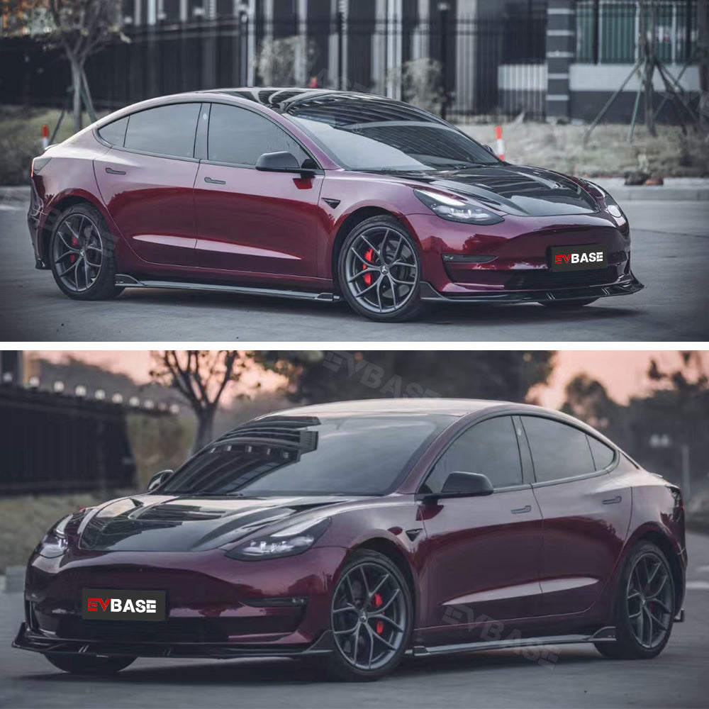 Tesla Model 3 Front Bumper Lip CMST Real Carbon Fiber Spoiler Splitter Trim Front Apron | EVBASE