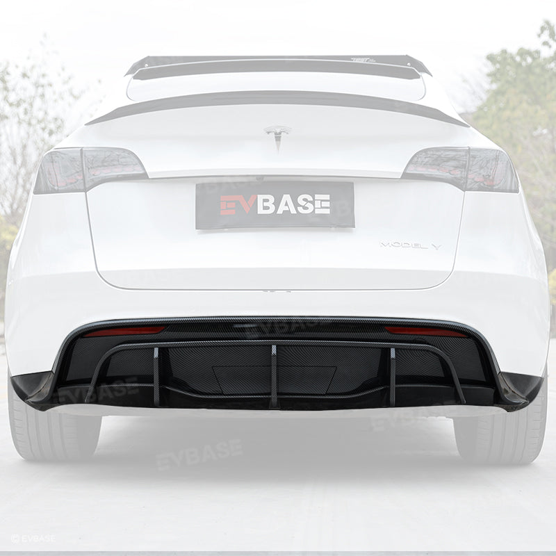 Tesla Model Y Rear Bumper Lip Wing Diffuser Replacement Splitter Spoiler ABS Body Kit Black Warrior Style