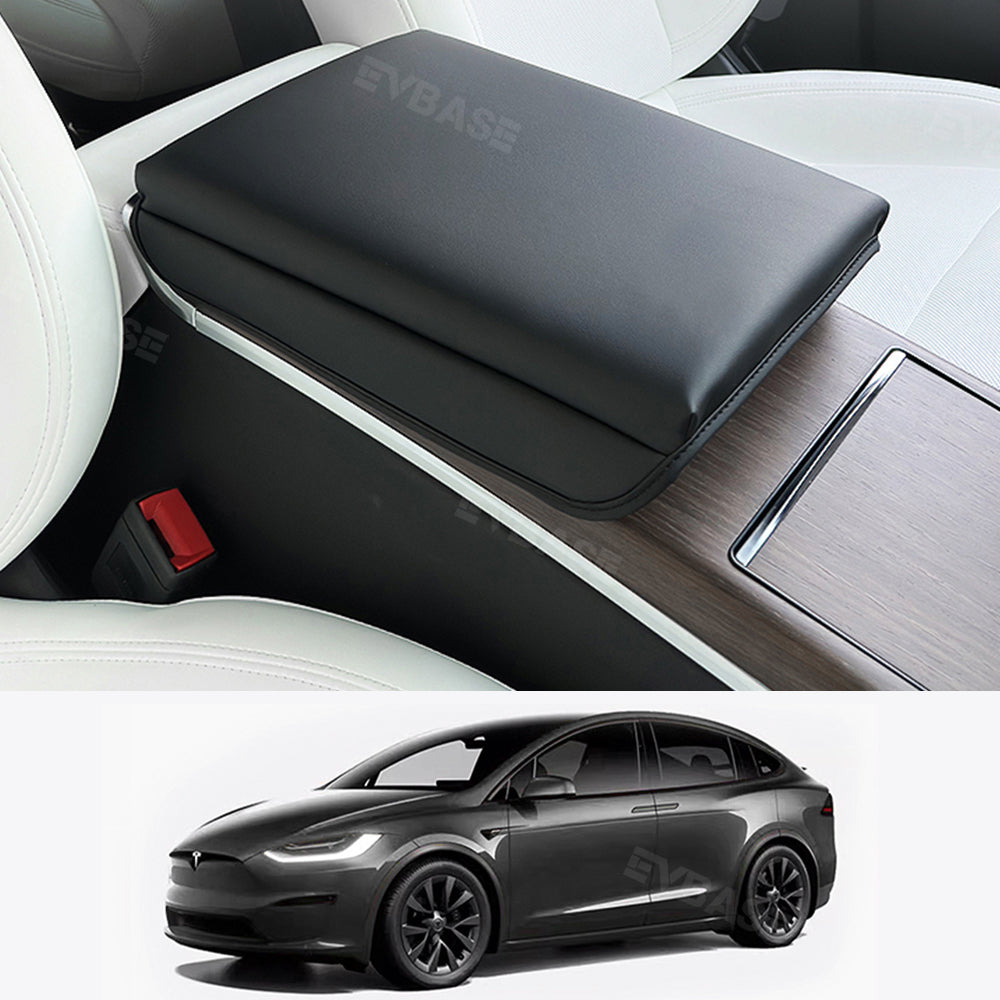 EVBASE Tesla Model X S Center Console Cover Armrest Pad Nappa Leather Tesla Accessories