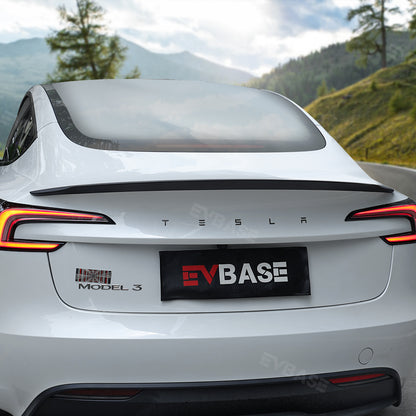 Tesla Model 3 Highland Spoiler Wing Real Carbon Fiber OEM Performance Style Rear Trunk Lid Splitter EVBASE