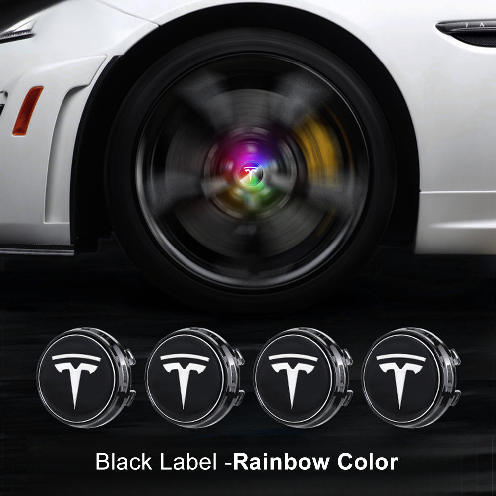 EVBASE Tesla Logo Model 3/Y LED Logo Center Caps Wheel Hub Caps Cover 4PCS