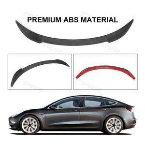 Tesla Model 3 Sport Spoiler Wing ABS Rear Trunk Lid Splitter EVBASE