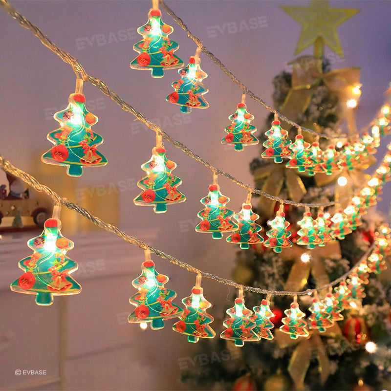 1PCS EVBASE Christmas Lights LED String Lights Strip 118-inch With 20 Christmas Tree Shape Ornaments Xmas Decorations