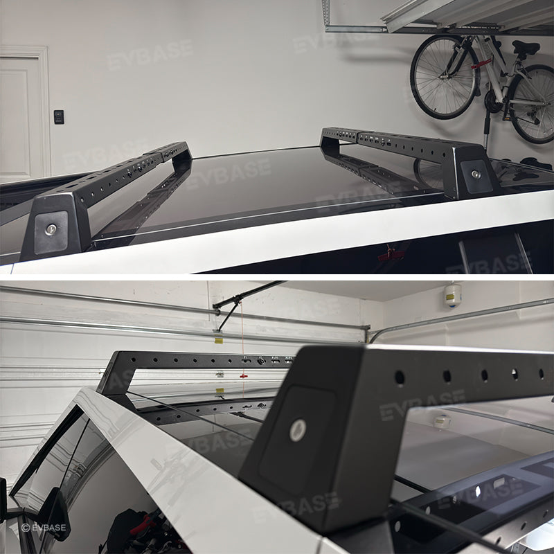 Tesla Cybertruck Roof Rack Crossbar Telescoping Lockable Cargo Rack Roof Bed Rails EVBASE