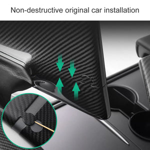 Tesla Model Y 3 Carbon Fiber Interior Accessories Center Console Screen Cover