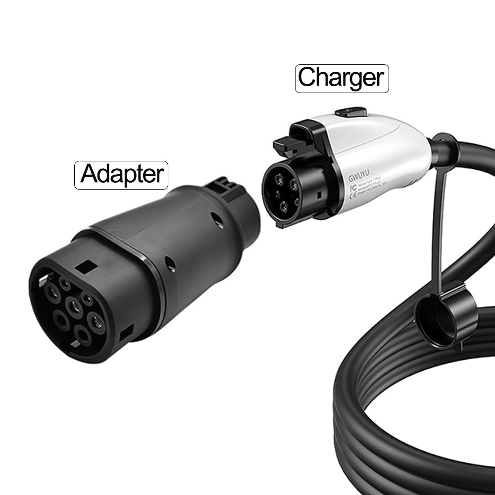 J1772 to Type 2 Adapter Type 1 charger side to Type 2 car side EV adap -  EVBASE-Premium EV&Tesla Accessories