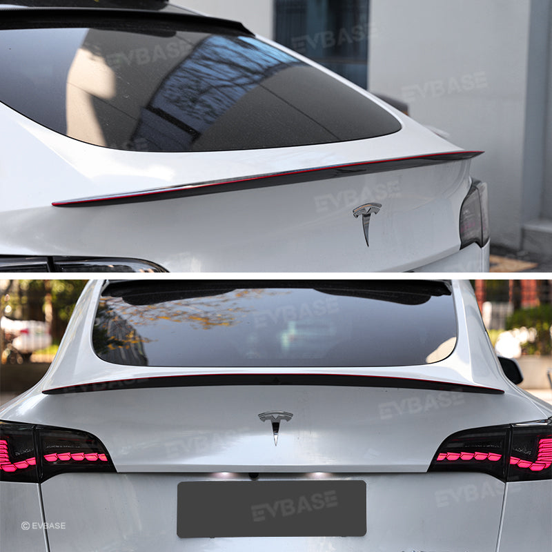 EVBASE Real Carbon Fiber Spoiler Wing Weatherproof for Tesla Model 3/Y Redline Spoiler