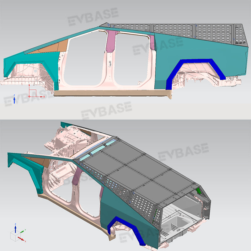 Tesla Cybertruck Roof Rack System Overland Bed Rack Aluminum Alloy Versatile Truck Cargo Carrier With Side Molle Panels