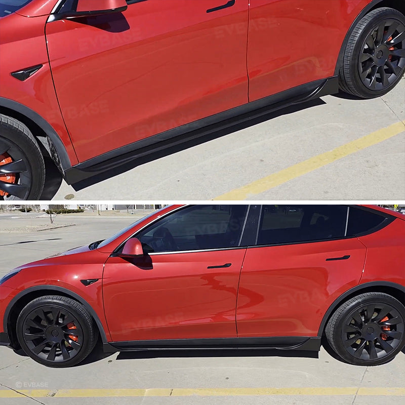 Tesla Model Y 3 Side Skirts Splitter Lip ABS Body Kit Extensions Diffuser Panel Pair F Style